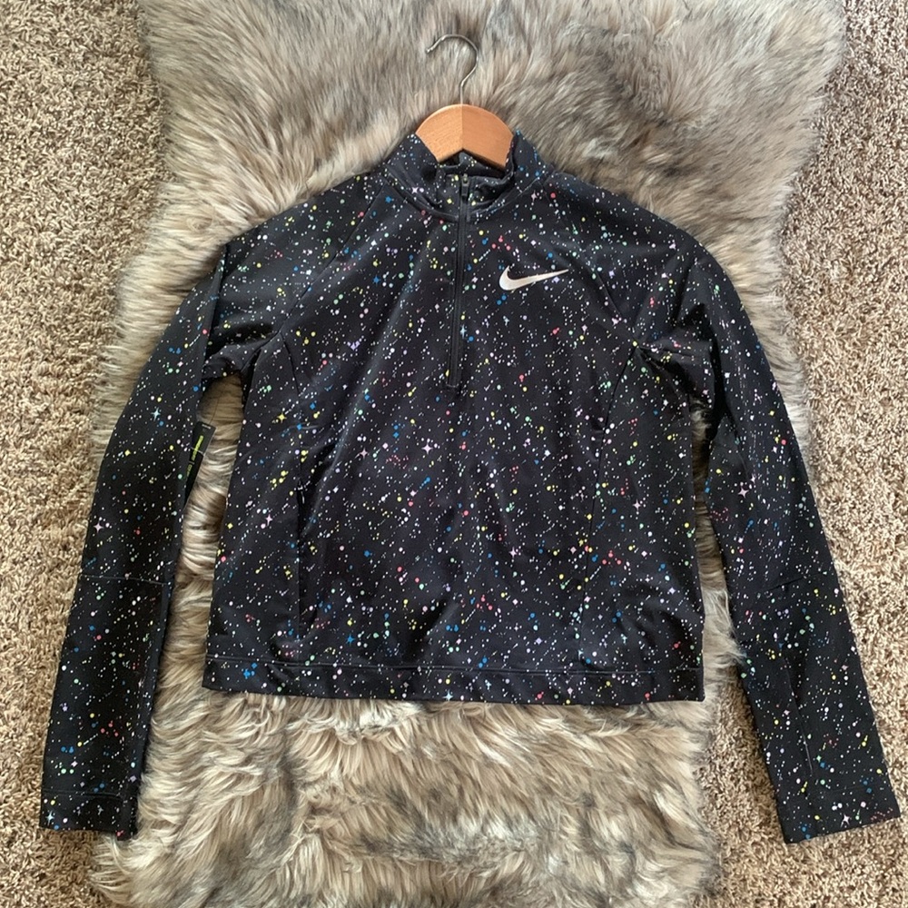 Nike Dry Fit Paint Splatter Cropped Half Zip New!